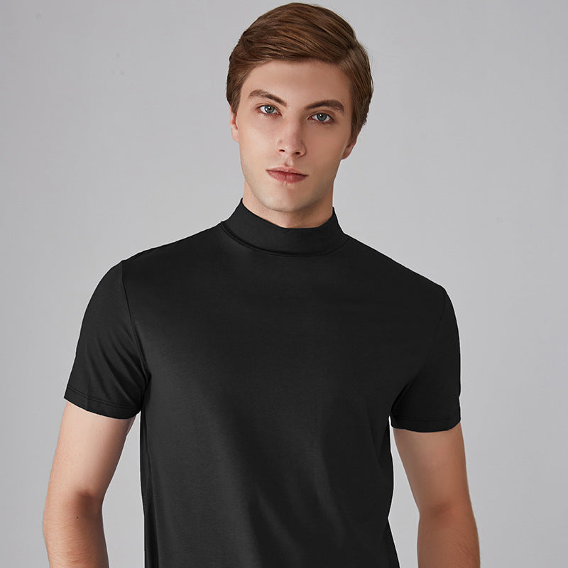 👕 50% de Réduction! 🔝 T-shirt Slim Fit à Col Montant pour Homme – Ajusté, Confortable & Style Moderne 🎁