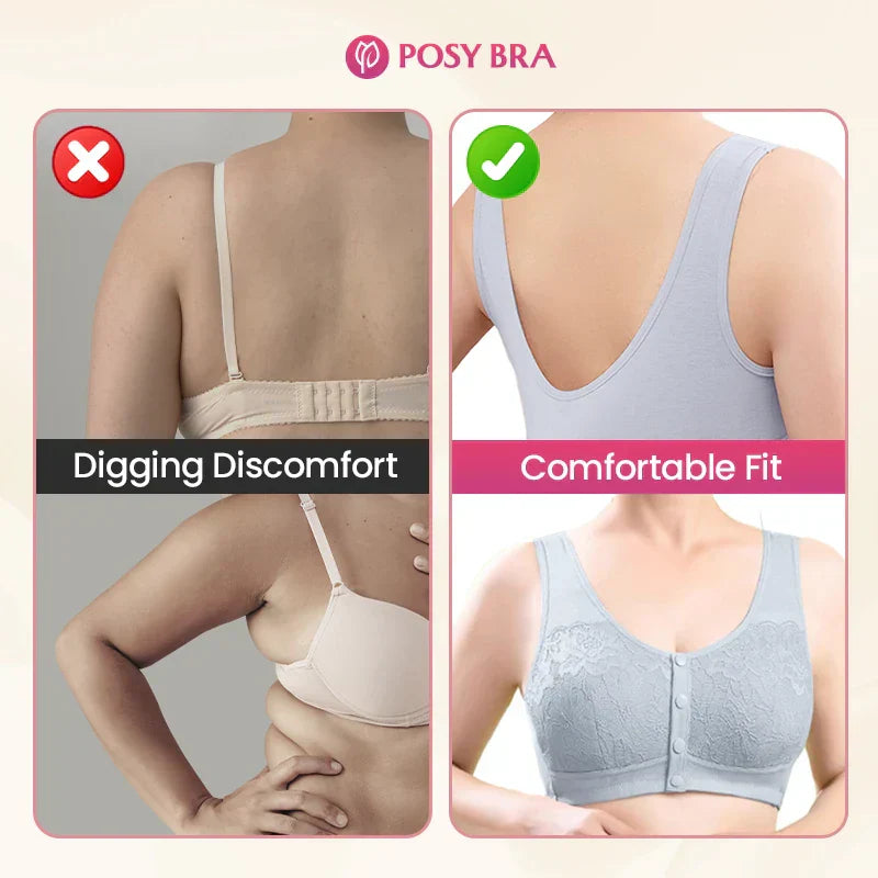 Soutien-gorge galbant sans fil confortable avec boutons sur le devant