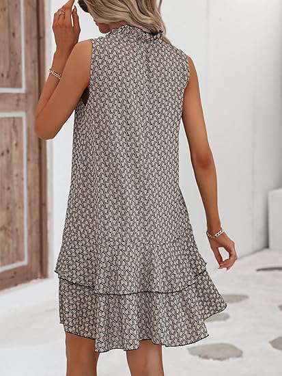 🎉Dernier jour de la promotion : 50 % de réduction 💃 Robe pour femme avec nœud et motif géométrique