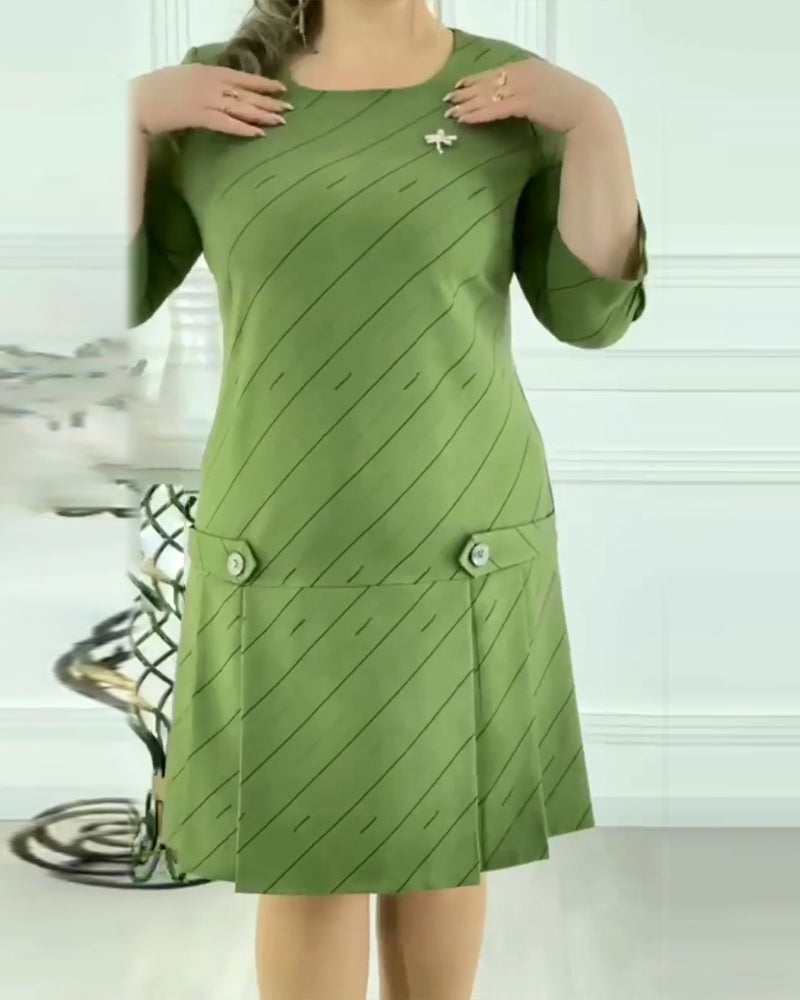 🔥Vente chaude Remise élevée 🌸Robe élégante imprimée à col rond