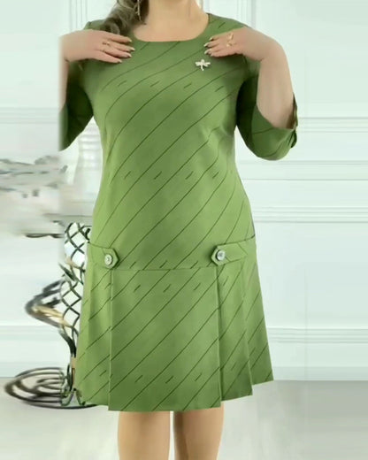 🔥Vente chaude Remise élevée 🌸Robe élégante imprimée à col rond