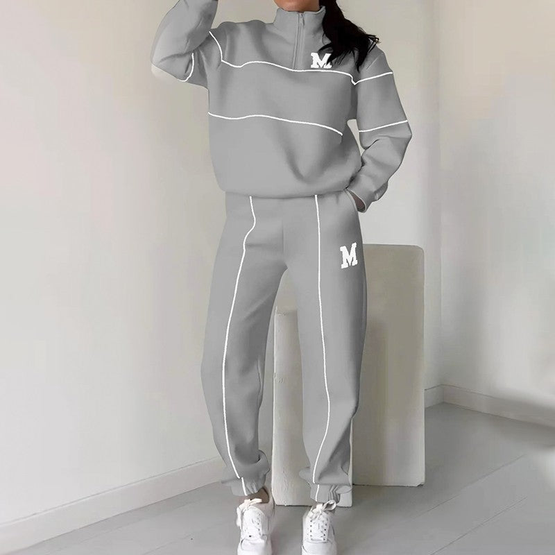 🔥Ensemble deux pièces décontracté à manches longues avec lettre M pour femme