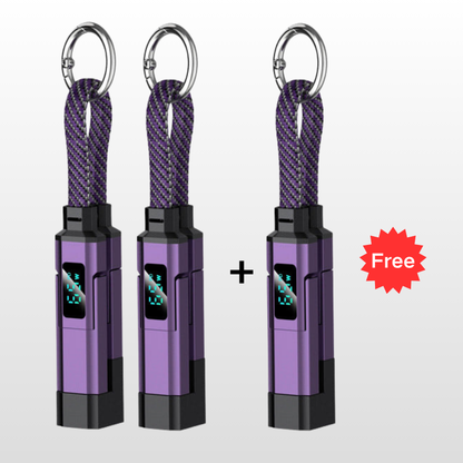 💥 Offre spéciale : Achetez 2, recevez 1 GRATUIT !🔌 Câble de charge 4 en 1 avec affichage numérique et anneau porte-clés – charge rapide, résistant aux nœuds et compact