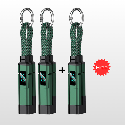💥 Offre spéciale : Achetez 2, recevez 1 GRATUIT !🔌 Câble de charge 4 en 1 avec affichage numérique et anneau porte-clés – charge rapide, résistant aux nœuds et compact