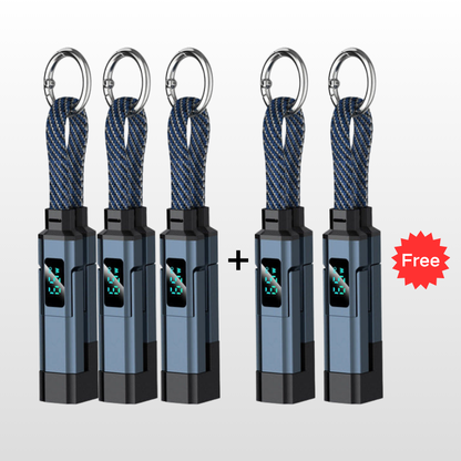 💥 Offre spéciale : Achetez 2, recevez 1 GRATUIT !🔌 Câble de charge 4 en 1 avec affichage numérique et anneau porte-clés – charge rapide, résistant aux nœuds et compact
