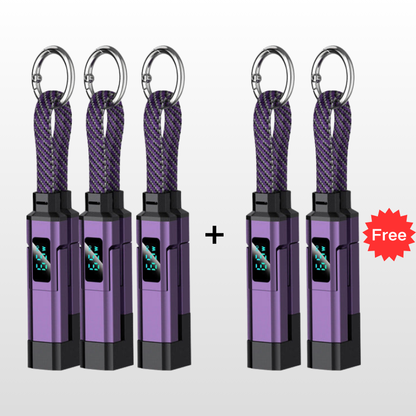 💥 Offre spéciale : Achetez 2, recevez 1 GRATUIT !🔌 Câble de charge 4 en 1 avec affichage numérique et anneau porte-clés – charge rapide, résistant aux nœuds et compact