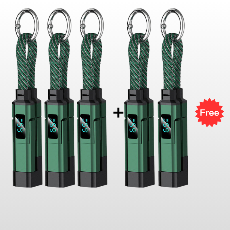 💥 Offre spéciale : Achetez 2, recevez 1 GRATUIT !🔌 Câble de charge 4 en 1 avec affichage numérique et anneau porte-clés – charge rapide, résistant aux nœuds et compact