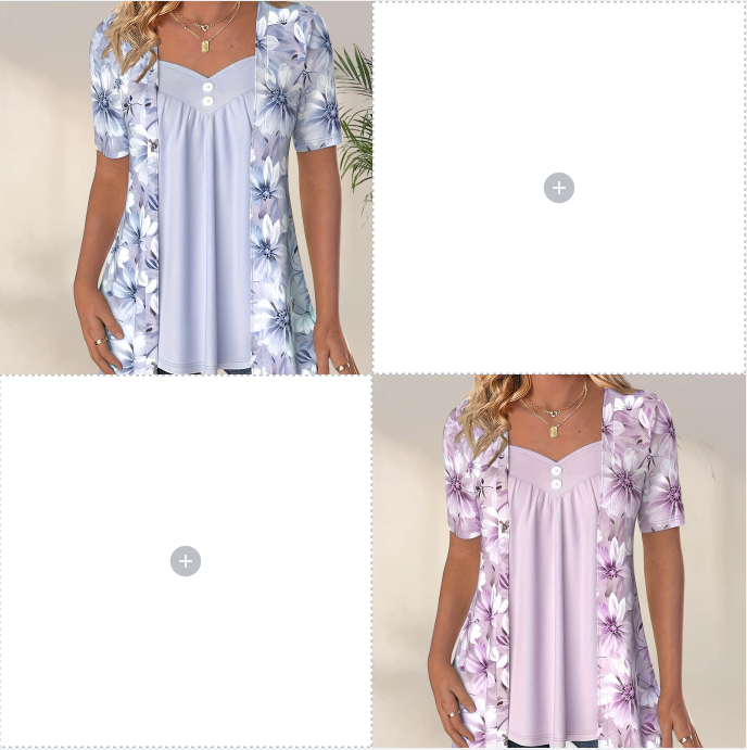 Nouveaux produits👚Top patchwork floral irrégulier pour femmes