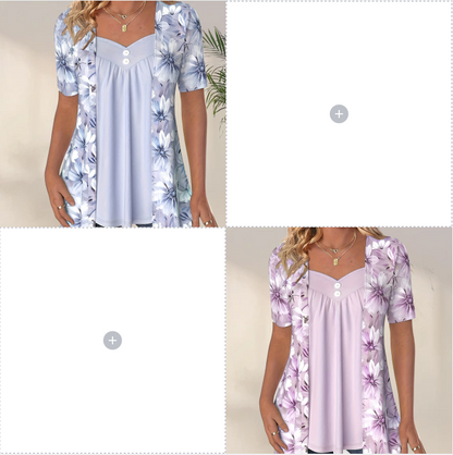 Nouveaux produits👚Top patchwork floral irrégulier pour femmes