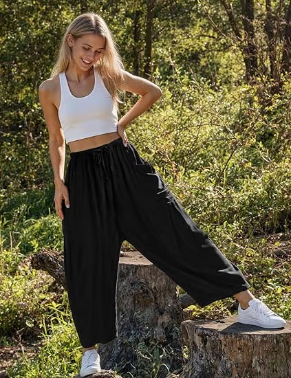 ⏳Offre à durée limitée : 50 % de réduction💥👖Pantalon de loisirs en lin à jambes larges pour femme