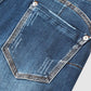 Jean capris déchiré avec ourlet retroussé