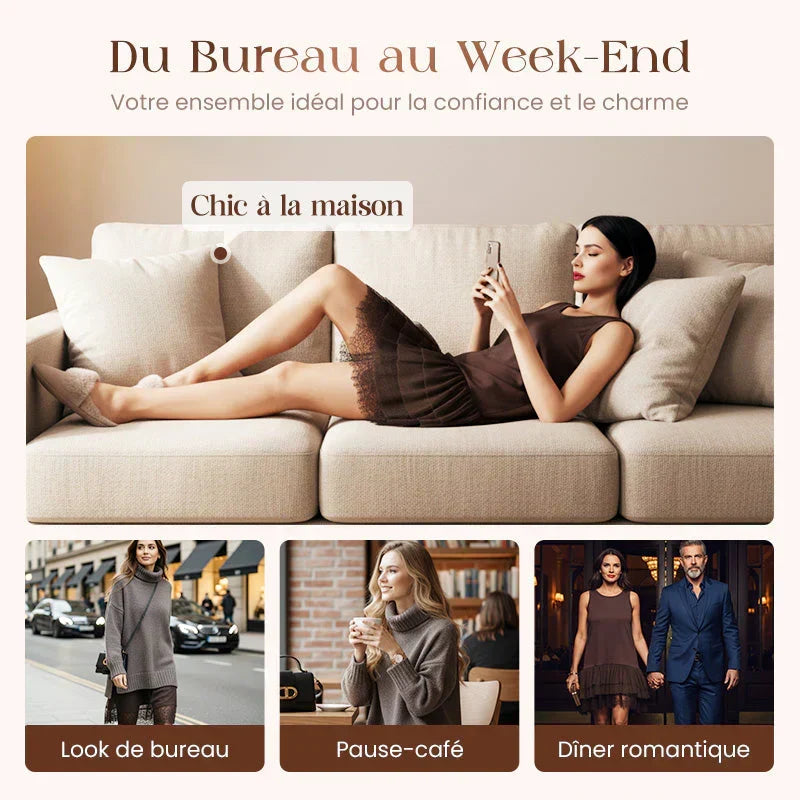 ❄️💃 Soldes d'hiver - 39 % de réduction 👗 Ensemble mini-robe et pull à col roulé pour femme