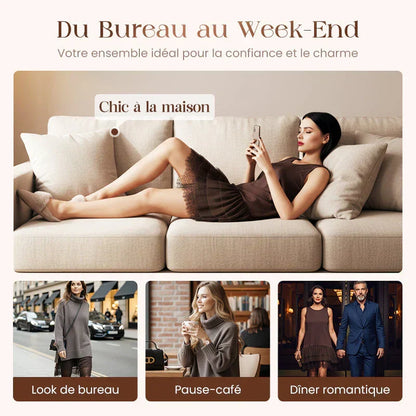 ❄️💃 Soldes d'hiver - 39 % de réduction 👗 Ensemble mini-robe et pull à col roulé pour femme