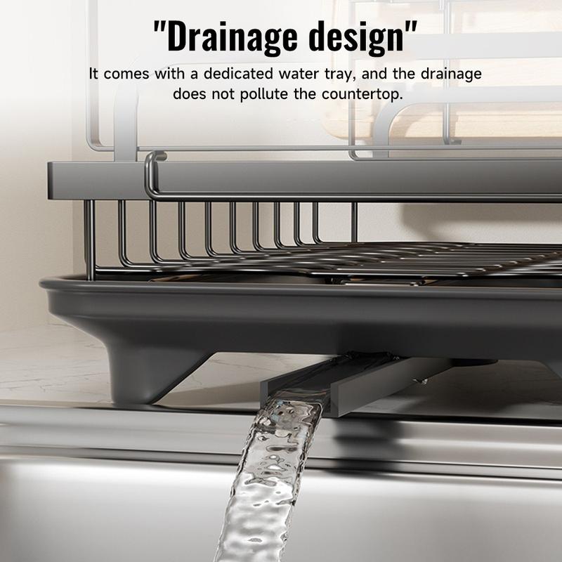 🍽️ 60% DE RÉDUCTION! ✨ Égouttoir à Vaisselle 2 Niveaux – Avec Plateau d'Égouttage, Gain de Place & Idéal pour les Cuisines Familiales 🏠