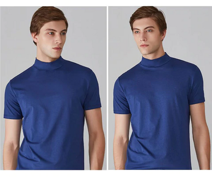 👕 50% de Réduction! 🔝 T-shirt Slim Fit à Col Montant pour Homme – Ajusté, Confortable & Style Moderne 🎁