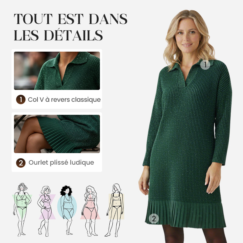 ⏳ Réduction temporaire de 43 % ⏰ Robe à col en V pétillante pour femmes