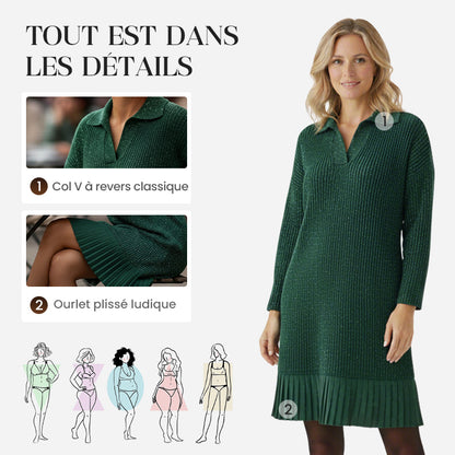 ⏳ Réduction temporaire de 43 % ⏰ Robe à col en V pétillante pour femmes