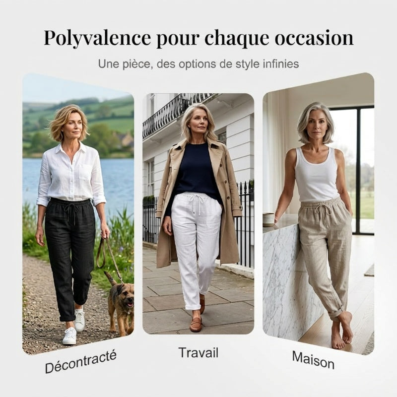 💎 50% DE RÉDUCTION ! 💎 Pantalon Décontracté à Jambe Droite – Coton & Lin Respirant, Taille Élastiquée & 6 Couleurs Disponibles 🌿👖