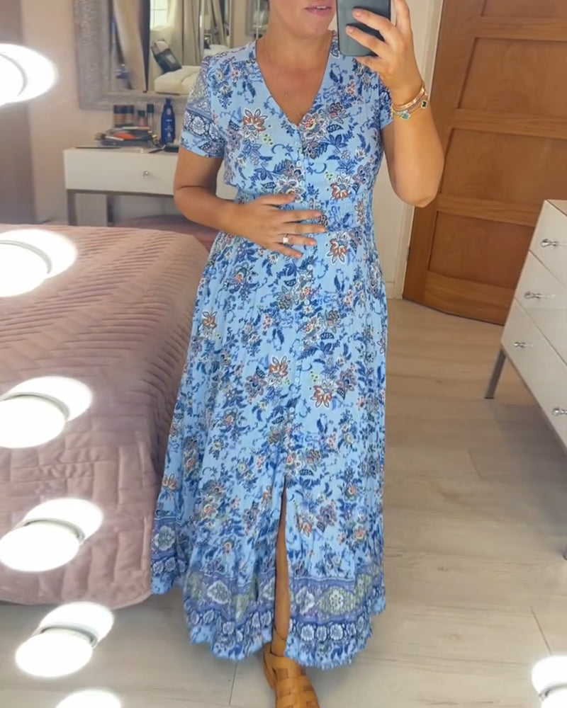 🔥 Printemps 2026 Nouveautés 🔥Robe à motif floral et décolleté en V