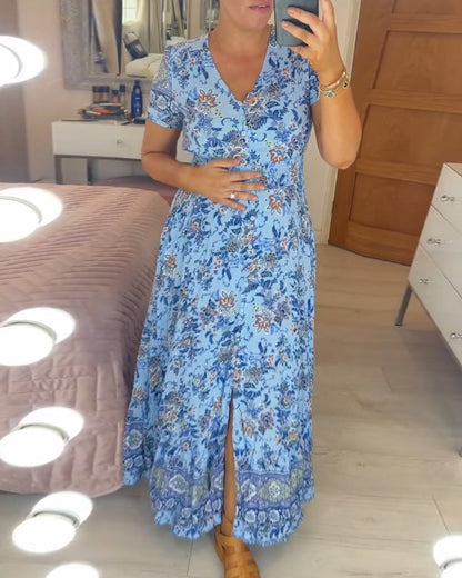 🔥 Printemps 2026 Nouveautés 🔥Robe à motif floral et décolleté en V
