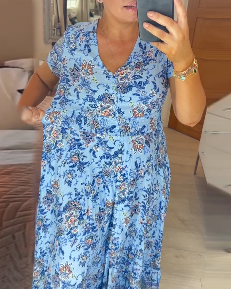 🔥 Printemps 2026 Nouveautés 🔥Robe à motif floral et décolleté en V