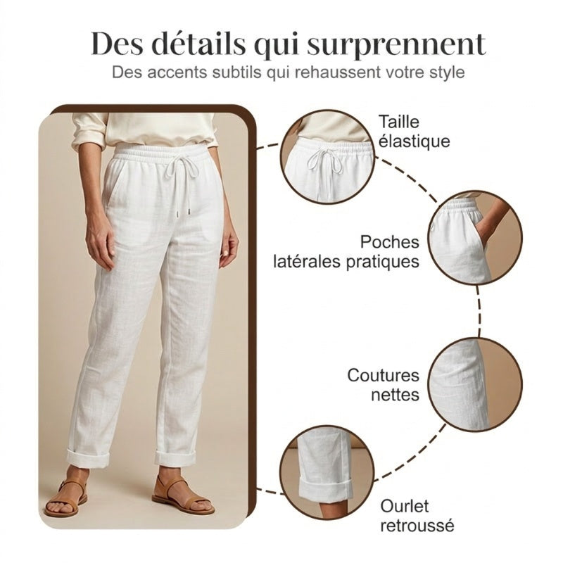 💎 50% DE RÉDUCTION ! 💎 Pantalon Décontracté à Jambe Droite – Coton & Lin Respirant, Taille Élastiquée & 6 Couleurs Disponibles 🌿👖
