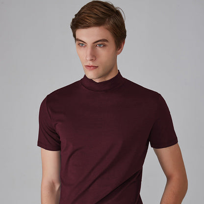 👕 50% de Réduction! 🔝 T-shirt Slim Fit à Col Montant pour Homme – Ajusté, Confortable & Style Moderne 🎁