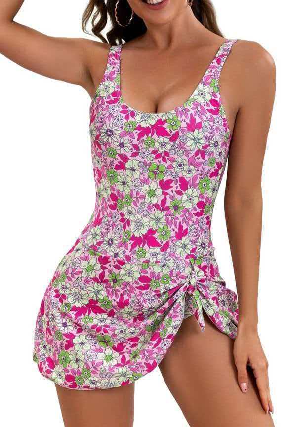 ⏳👙 PROMO LIMITÉE 50% ! Maillot de Bain Une Pièce Femme avec Jupe Nouée & Short Intégré – Taille Haute Effet Ventre Plat, Bretelles Réglables, Coussinets Amovibles, Parfait pour Plage & Piscine 🌊