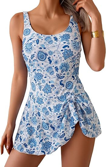 ⏳👙 PROMO LIMITÉE 50% ! Maillot de Bain Une Pièce Femme avec Jupe Nouée & Short Intégré – Taille Haute Effet Ventre Plat, Bretelles Réglables, Coussinets Amovibles, Parfait pour Plage & Piscine 🌊