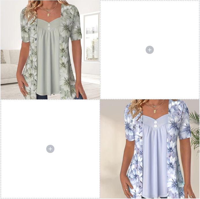 Nouveaux produits👚Top patchwork floral irrégulier pour femmes