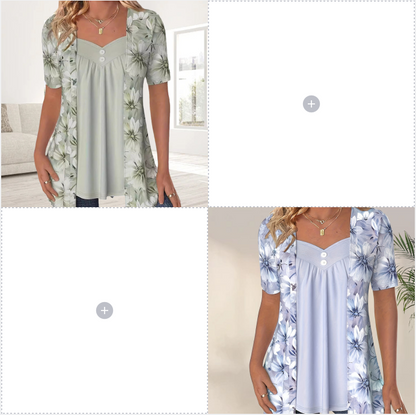 Nouveaux produits👚Top patchwork floral irrégulier pour femmes