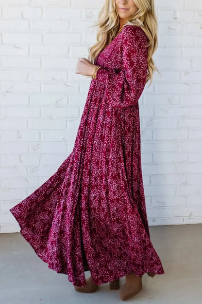 🎅49 % de réduction 💃 Robe longue doublée à taille smockée en rayonne à fleurs pour femme