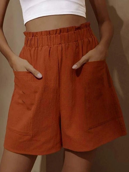 🔥Vente chaude - Short en coton taille haute avec poche pour femme
