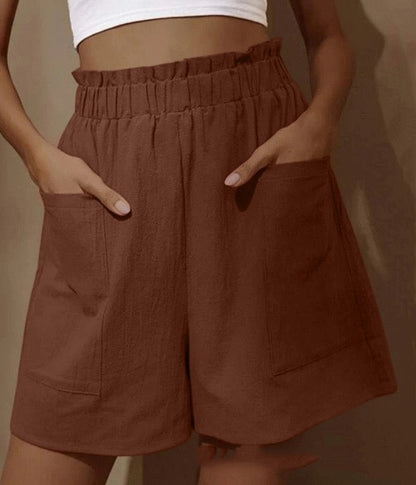 🔥Vente chaude - Short en coton taille haute avec poche pour femme