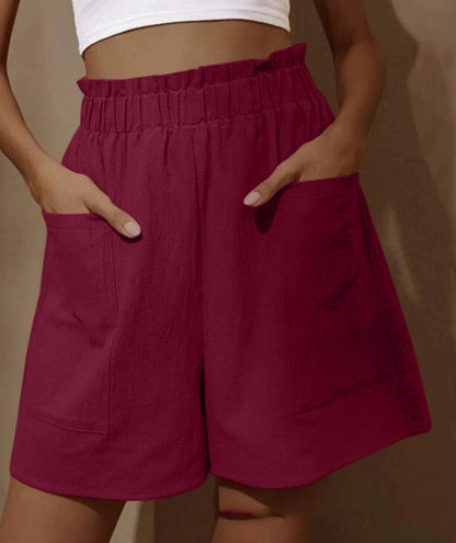 🔥Vente chaude - Short en coton taille haute avec poche pour femme