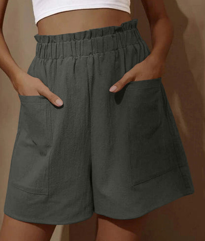 🔥Vente chaude - Short en coton taille haute avec poche pour femme