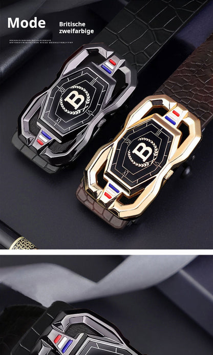 🐊Ceinture en cuir pour homme avec motif crocodile raffiné, boucle automatique et fabriquée en cuir de vachette.