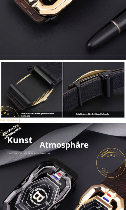 🐊Ceinture en cuir pour homme avec motif crocodile raffiné, boucle automatique et fabriquée en cuir de vachette.