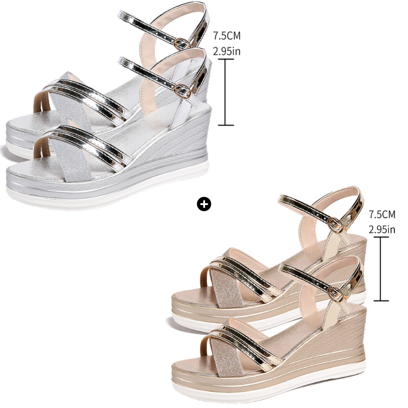 👡🌬️ Sandales compensées à bride cheville et bout ouvert pour femme – Allongent la silhouette et sont confortables – Paiement à la livraison ✨✅