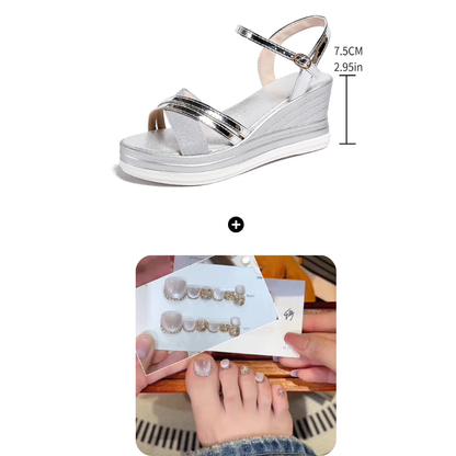 👡🌬️ Sandales compensées à bride cheville et bout ouvert pour femme – Allongent la silhouette et sont confortables – Paiement à la livraison ✨✅