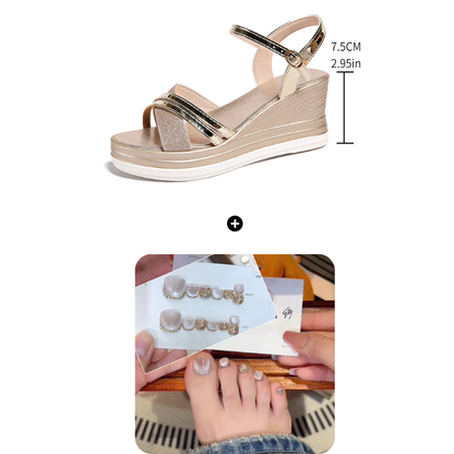 👡🌬️ Sandales compensées à bride cheville et bout ouvert pour femme – Allongent la silhouette et sont confortables – Paiement à la livraison ✨✅