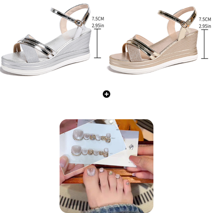 👡🌬️ Sandales compensées à bride cheville et bout ouvert pour femme – Allongent la silhouette et sont confortables – Paiement à la livraison ✨✅