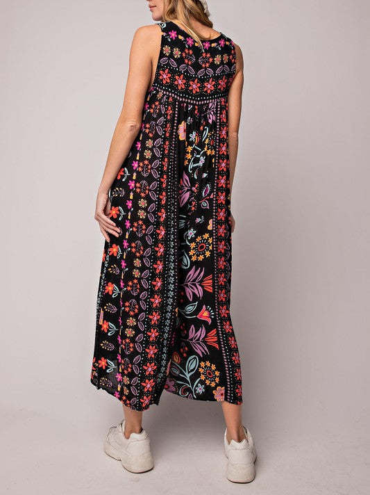 🔥Offres spéciales de printemps🌸Combinaison sans manches ample à imprimé vintage💃✨