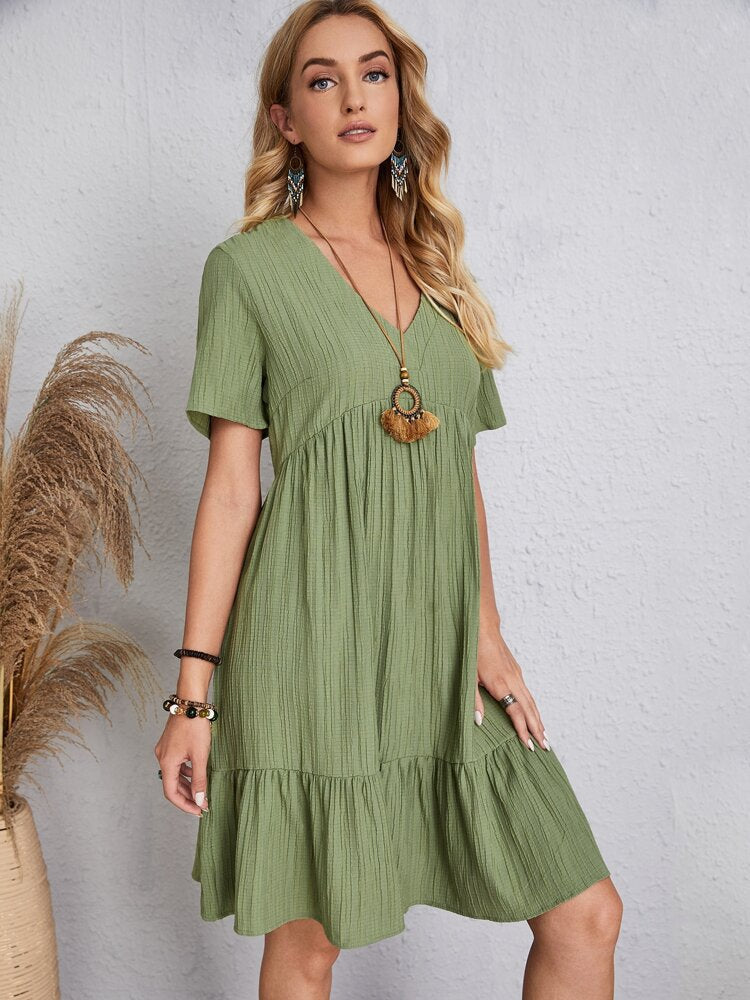 👚💃Robe fluide décontractée à nouer à la taille - Achetez-en 2, livraison gratuite