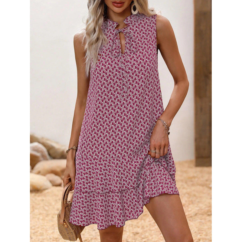 🎉Dernier jour de la promotion : 50 % de réduction 💃 Robe pour femme avec nœud et motif géométrique