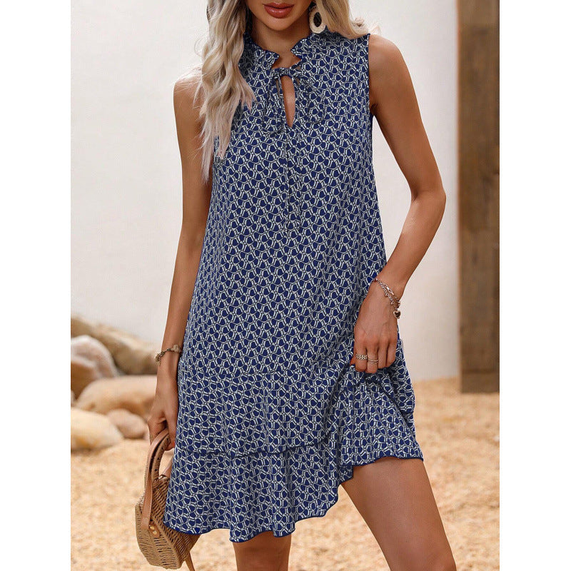 🎉Dernier jour de la promotion : 50 % de réduction 💃 Robe pour femme avec nœud et motif géométrique