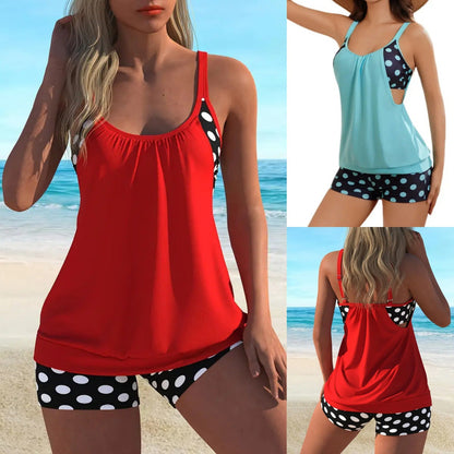 🌊 PROMO LIMITÉE 50% DE RÉDUCTION ! 👙 Maillot de Bain 2 Pièces à Pois – Style Rétro, Blocs de Couleurs & Bretelles Réglables 🏖️