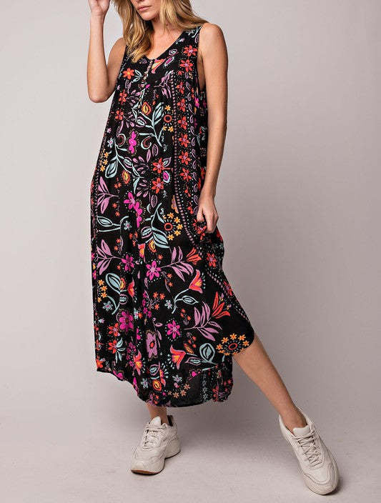 🔥Offres spéciales de printemps🌸Combinaison sans manches ample à imprimé vintage💃✨
