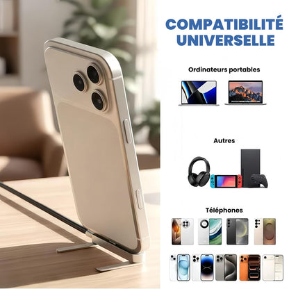 🔥Édition 2026 améliorée - Support de recharge rapide à deux parties avec câble🔥Adaptateur de recharge rapide avec support de téléphone pliable à 360°