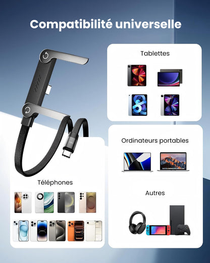 🔥Édition 2026 améliorée - Support de recharge rapide à deux parties avec câble🔥Adaptateur de recharge rapide avec support de téléphone pliable à 360°